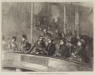 Drottningen, den tyska kejsarinnan och Royal Party, i Royal Albert Hall